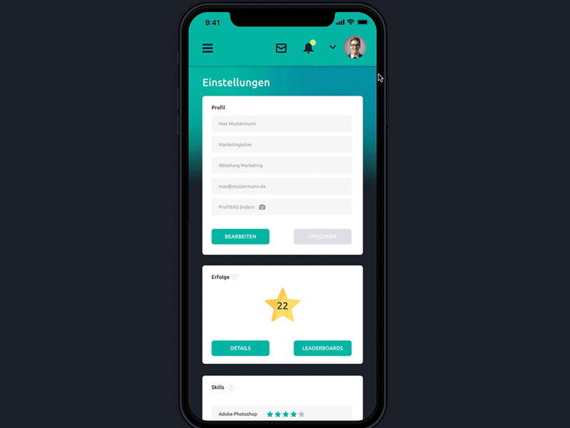 User Profile on iPhone X by Simon P on Dribbble