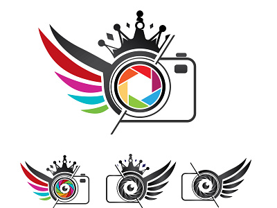 Wings photography logo design branding design digital flat identity illustrator logo minimal photography techonology vector wings wings photography