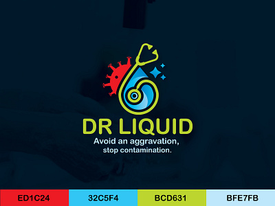 Doctor liquid logo design template alcohol antibactorial cleaner color coronavirus covid19 design doctor handwash identity logo medical logo ncov safety stay safe stop covid toilet vector virus wash