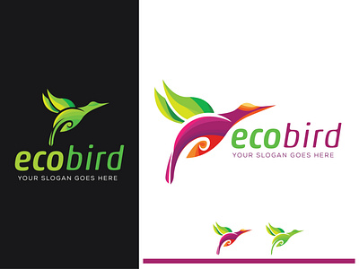 Creative modern Eco Bird logo design template bird bird icon care charity logo conservation dove eco ecobird fly freedom greebird green leaves modern logo movement profit sky solutions wildlife wing