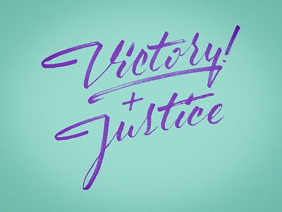 Victory + Justice brush pen lettering script