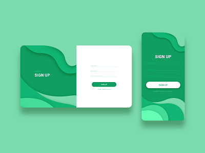 Green Wave Sign Up green green ui illustration interface mobile register sign up form signup ui uidesign uiux userinterface web