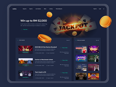 Casiny Betting Game Landing Page | UI UX Design