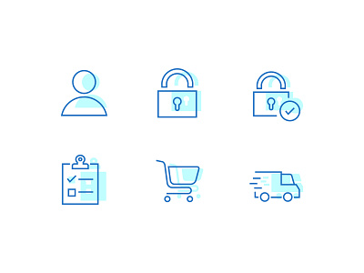 Line Art Basic E-Commerce Icons - Blue app blue cart confirm password icon icon app icon set iconapp icons design icons pack iconset login password sign in sign up signup user username web webdesign