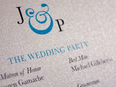 The (printed) Starting Lineup ampersand baskerville blue photography printed program typography wedding