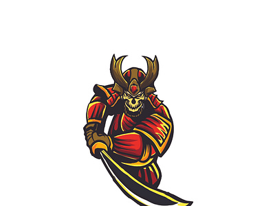 Samurai character design illustraion logo ronin samurai vector