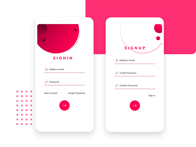 Signup and Signing app design gradiant mobile app onboarding screen onboarding ui sign in signup sketch typography ui uidesign uiux