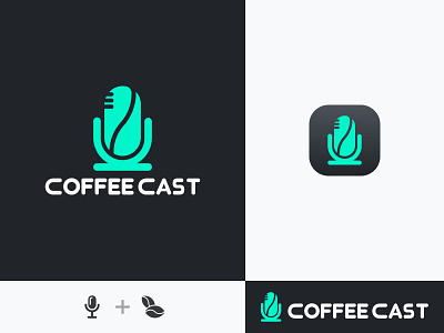 COFFEE CAST - Podcast Logo Design ☕️ app icon branding design icon logo logo design minimal logo podcast logo podcast online vector
