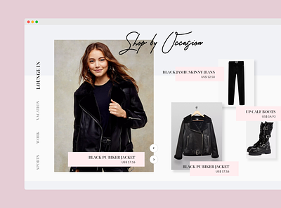 Shop by Occasion design fashion landing page ui website
