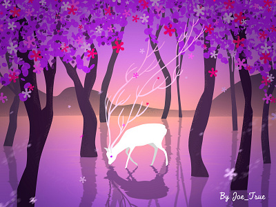 Dreamy deer deer dreamy forest illustration