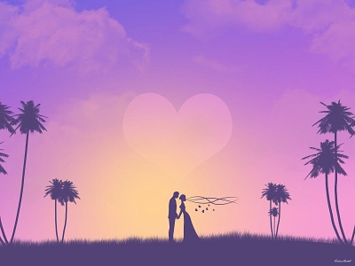 Valentine 2020 cloud couple couplegoals design illustration landscape landscape design sky srabon arafat sun tree valentine valentine day vector