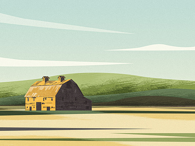 Barn House 2 barn barn house clouds design farm field illustration landscape landscape design mountain mountain vector sky srabon arafat tree vector