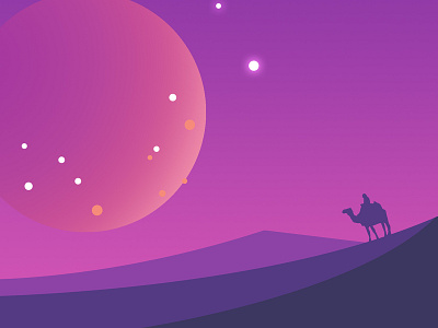 Desert #2 camel desert desert illustration landscape landscape design landscape illustration moon mountain scene scenery srabon arafat star