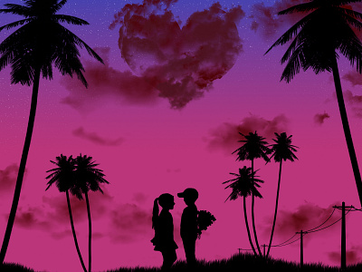 Proposal boy and girl cloud cloud heart design heart illustration landscape landscape design propose romantic srabon arafat tree vector