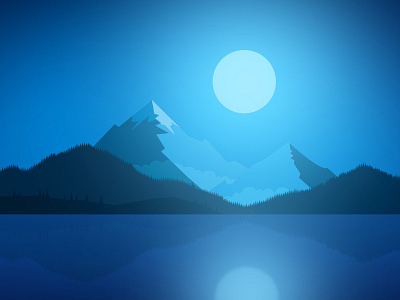 Island Illustration Night design hill illustration landscape landscape design moon mountain sky srabon arafat tree vector