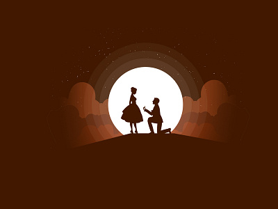 Gentleman propose boy boy and girl cloud couple design girl heart hill illustration landscape landscape design love midnight moon mountain sky srabon arafat tree vector