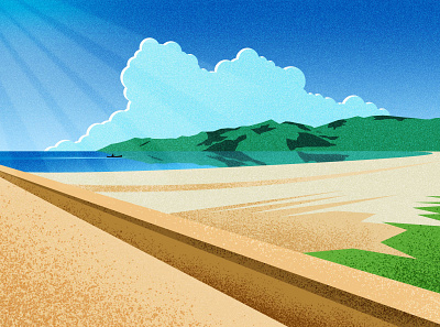 Beach View design digital art digital illustration digitalart hill illustration illustration art illustration design illustrations landscape landscape design mountain sky srabon arafat tree vector