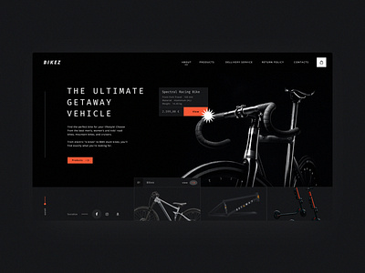 bikez web design bikes shop bike dark ecommerce ui web