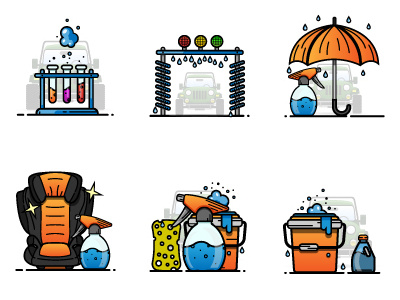 Car wash icons