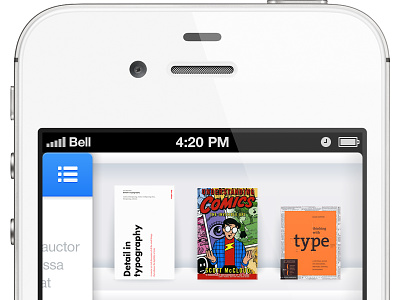 iOS Bookshelf 2x apple books bookshelf full size hd icons ios iphone navigation retina slide white