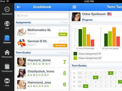 iPad School App graph homework icons interface ios ipad menu school students study ux