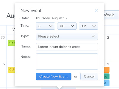 New Calendar Event add calendar clean event interface labels retina ui ux