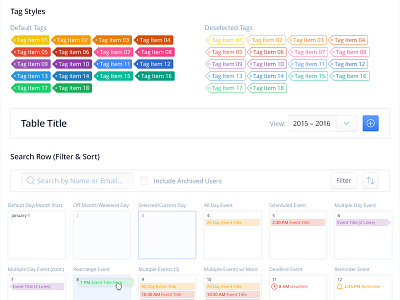 Tags & Labels, Tables & Calendars calendars interface labels product tables tags ui ux