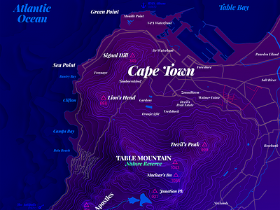 Cape Town cape town etc map night sea south africa table mountain water