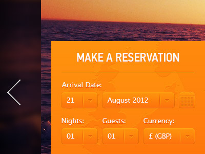 Make A Reservation booking dropdown form journey online orange reservation ui