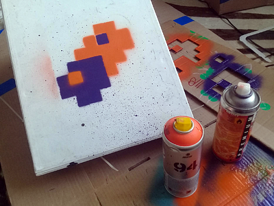 Daily Meds graffiti orange pill pixel pixel art purple rxsolo spraypaint stencil street art