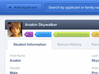 View Applicant academy anakin bevel button colours dark side student force form jedi school search skywalker star wars tags