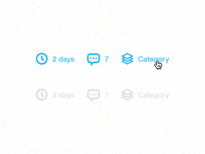 Date, Comment, Category + Paper Texture blue clean hover icons light minimal paper pixel solid texture theme wordpress