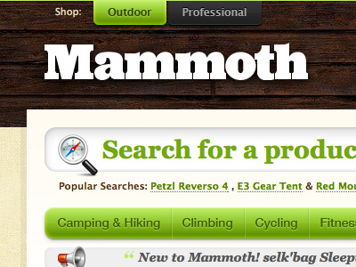 Mammoth Outdoor camping cart climbing code ecommerce hiking interface logo mammoth nature online organic outdoor premium products promo search shop shopping south africa store ui ux