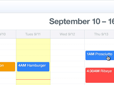 Week View ~ Complete Calendar calendar dates interface layout layout clean month navigation schedule time timeline today ui ux week