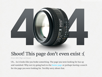 404 Page for a Photography site 404 50mm blog camera error exist lens page photo photography website wordpress