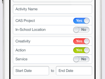 iOS Custom Yes/No Toggle Switches @2x app apple button clean colour coded children custom fields form grouped table gui interface ios iphone kids no retina switch toggle ui ux yes