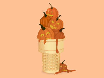 Pumpkin Ice Cream daily doodle digital digital illustration doodle doodle art drawing halloween ice cream ice cream cone inktober inktober2018 october pumpkins spooky