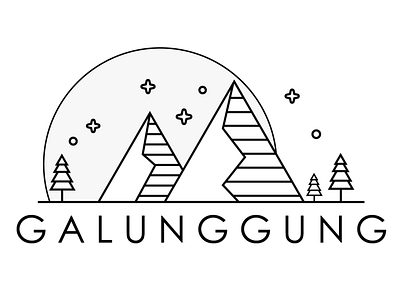 Galunggung Mountain adobe ai ai first line line art mountain nature print stars t shirt t shirt design tree