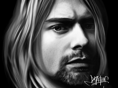 Kurt Cobain artslaves digitalart digitalpainting hyperrealism illustration illustrations jonathansophie kurtcobain nirvana realism realistart