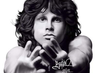 Jim Morrison artslaves digitalart digitalpainting hyperrealism illustration illustrations jimmorrison jonathansophie realism realistart thedoors