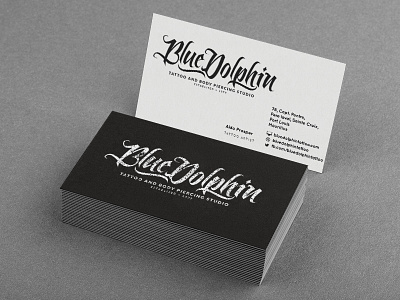 Blue Dolphin Tattoo businesscard card print typography