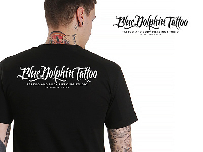 Blue Dolphin Tattoo t shirt tee type typography