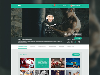 Profile page fitness health notification profile social sport ui ux