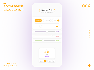 Daily UI 004: Banana Split Room Price Calculator app calculate calculator dailyui design mobile room price ui