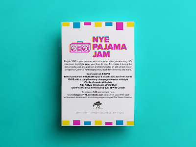 NYE Pajama Jam Flyer cmyk columbus flyer design layout design