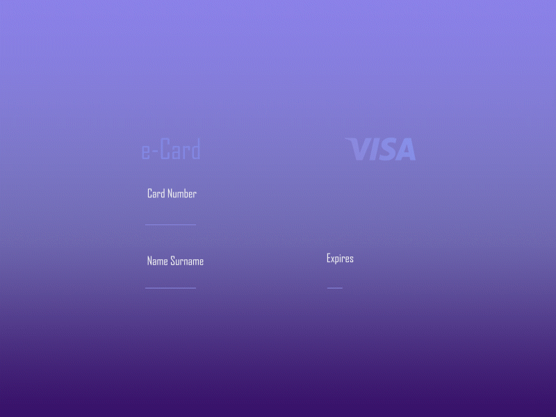 Purplish Payment card credit input box motion payment purple shadow