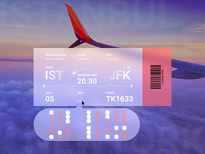 Airline Ticket Form airline airplane blur design form istanbul newyork ticket ui ux