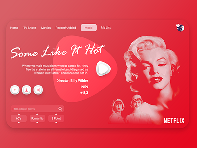 Netflix Mood design film marliyn monroe mood movie netflix red ui ux