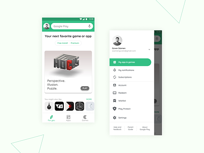 Google Play Store Redesign app design google green icon mobie playstore redesign ui ux
