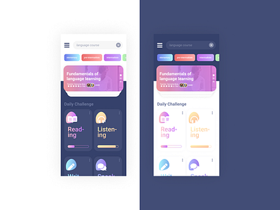 Language Learning App app challenge dark design education language language learning light ui ux